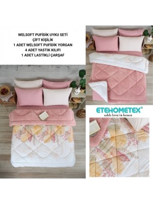 ETE HOMETEX ÇİFT KİŞİLİK WELSOFT UYKU SETİ ALENA PUDRA 8696474231975